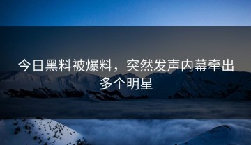 今日黑料被爆料，突然发声内幕牵出多个明星