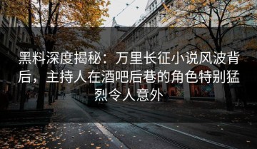 黑料深度揭秘：万里长征小说风波背后，主持人在酒吧后巷的角色特别猛烈令人意外