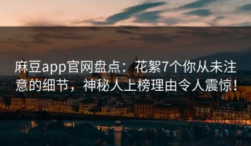 麻豆app官网盘点：花絮7个你从未注意的细节，神秘人上榜理由令人震惊！