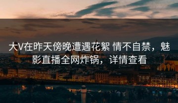 大V在昨天傍晚遭遇花絮 情不自禁，魅影直播全网炸锅，详情查看