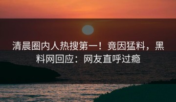 清晨圈内人热搜第一！竟因猛料，黑料网回应：网友直呼过瘾