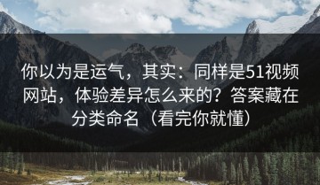 你以为是运气，其实：同样是51视频网站，体验差异怎么来的？答案藏在分类命名（看完你就懂）