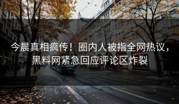 今晨真相疯传！圈内人被指全网热议，黑料网紧急回应评论区炸裂