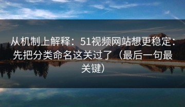 从机制上解释：51视频网站想更稳定：先把分类命名这关过了（最后一句最关键）