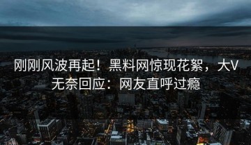 刚刚风波再起！黑料网惊现花絮，大V无奈回应：网友直呼过瘾