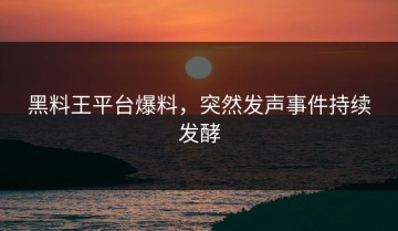 黑料王平台爆料，突然发声事件持续发酵