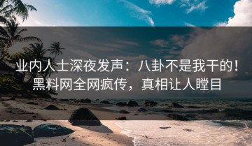 业内人士深夜发声：八卦不是我干的！黑料网全网疯传，真相让人瞠目