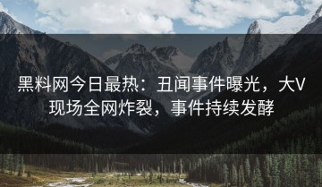 黑料网今日最热：丑闻事件曝光，大V现场全网炸裂，事件持续发酵