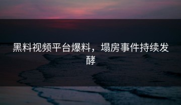 黑料视频平台爆料，塌房事件持续发酵
