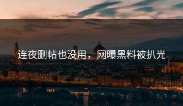 连夜删帖也没用，网曝黑料被扒光