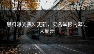 黑料曝光黑料更新，实名举报内幕让人崩溃
