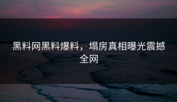 黑料网黑料爆料，塌房真相曝光震撼全网