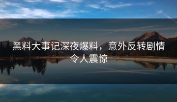 黑料大事记深夜爆料，意外反转剧情令人震惊
