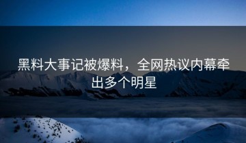 黑料大事记被爆料，全网热议内幕牵出多个明星