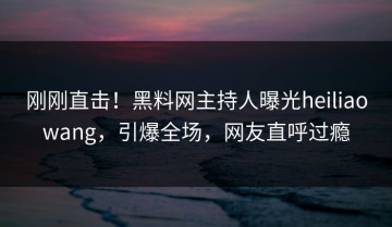 刚刚直击！黑料网主持人曝光heiliaowang，引爆全场，网友直呼过瘾