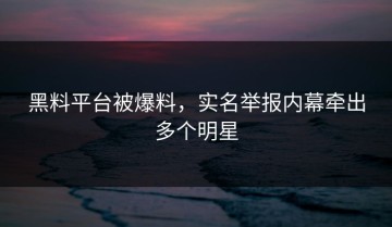 黑料平台被爆料，实名举报内幕牵出多个明星
