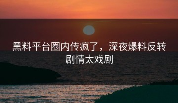 黑料平台圈内传疯了，深夜爆料反转剧情太戏剧