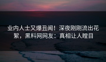 业内人士又爆丑闻！深夜刚刚流出花絮，黑料网网友：真相让人瞠目