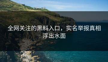 全网关注的黑料入口，实名举报真相浮出水面