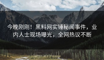 今晚刚刚！黑料网实锤秘闻事件，业内人士现场曝光，全网热议不断