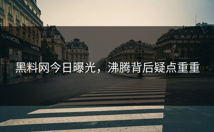 黑料网今日曝光，沸腾背后疑点重重