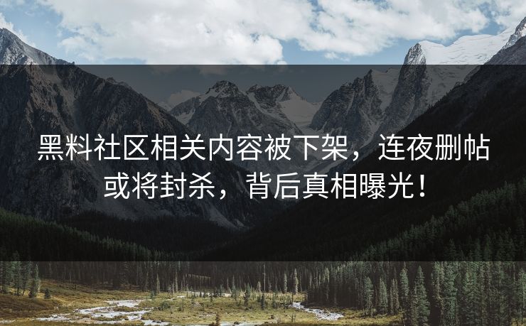 黑料社区相关内容被下架，连夜删帖或将封杀，背后真相曝光！