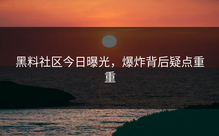 黑料社区今日曝光，爆炸背后疑点重重