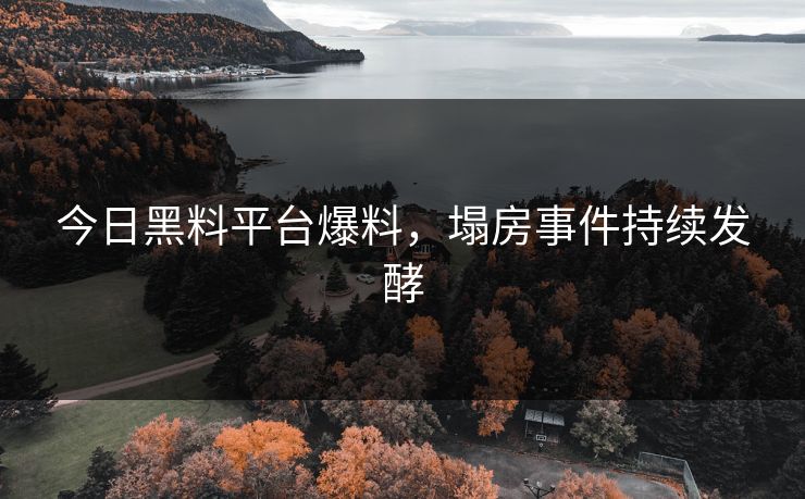 今日黑料平台爆料，塌房事件持续发酵