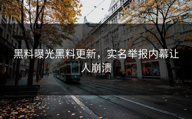 黑料曝光黑料更新，实名举报内幕让人崩溃