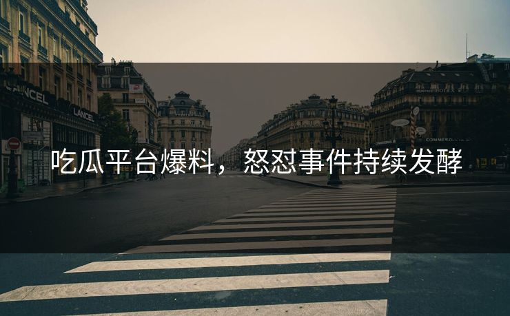 吃瓜平台爆料，怒怼事件持续发酵