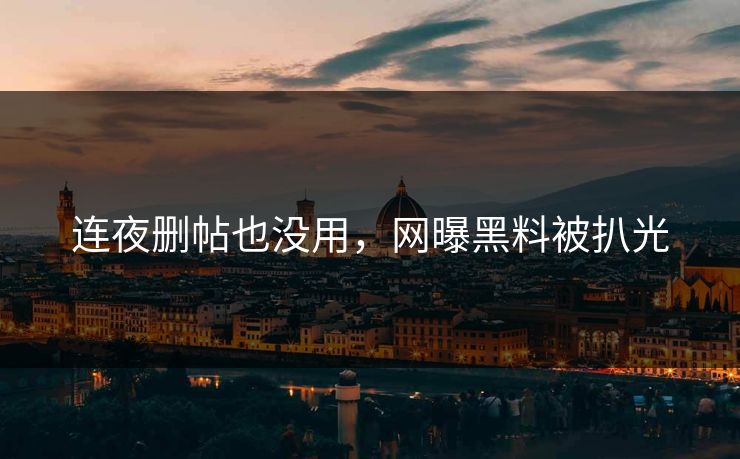 连夜删帖也没用，网曝黑料被扒光