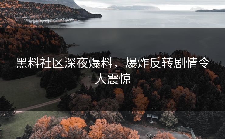 黑料社区深夜爆料，爆炸反转剧情令人震惊