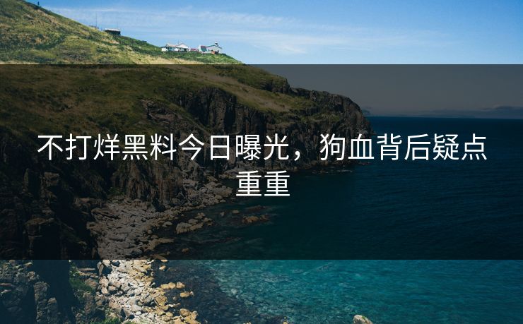 不打烊黑料今日曝光，狗血背后疑点重重