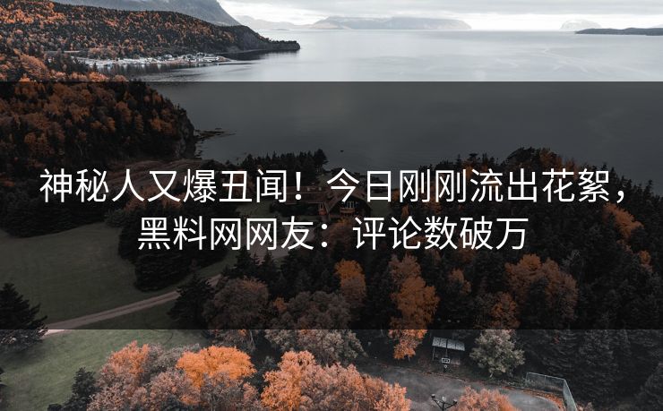 神秘人又爆丑闻！今日刚刚流出花絮，黑料网网友：评论数破万