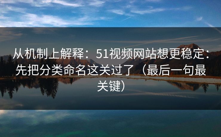 从机制上解释：51视频网站想更稳定：先把分类命名这关过了（最后一句最关键）