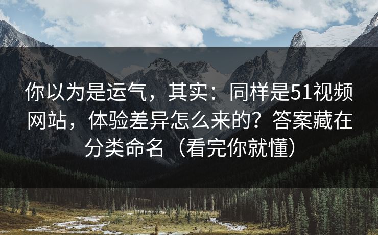 你以为是运气，其实：同样是51视频网站，体验差异怎么来的？答案藏在分类命名（看完你就懂）