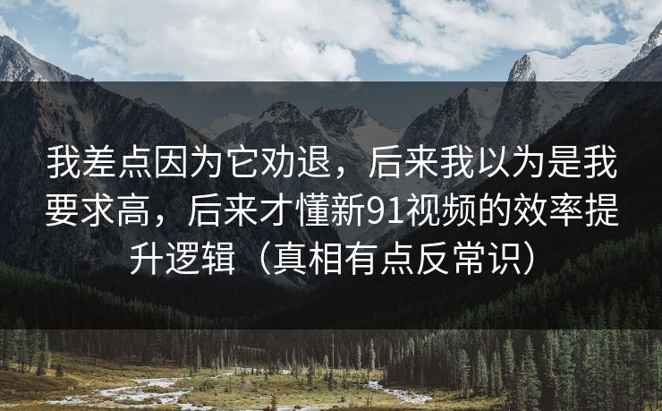 我差点因为它劝退，后来我以为是我要求高，后来才懂新91视频的效率提升逻辑（真相有点反常识）